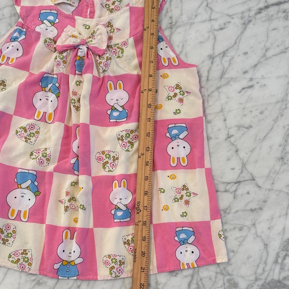 Pink and Cream Bunny Print Dress Girls 5/6Y Dress Women’s XS Top - Picture 4 of 6